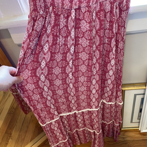 Fuschia/Raspberry colored Smocked Maxi Dress with Tiered Skirt size Medium - Picture 3 of 3